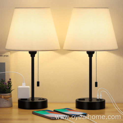 Table Lamp with Dual USB Ports and Socket